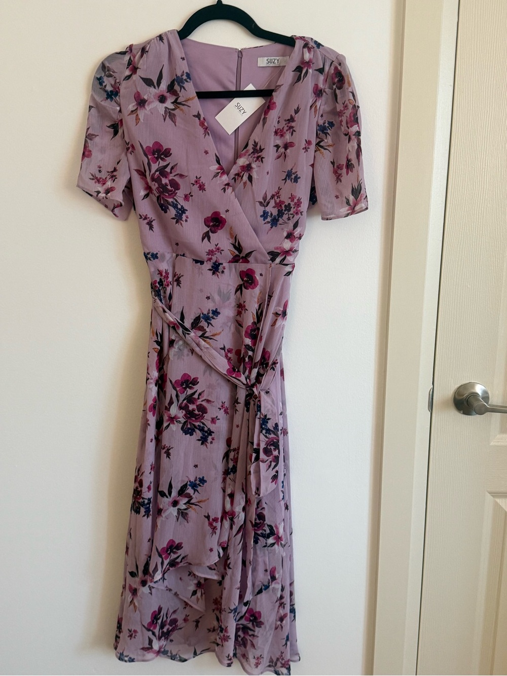 Suzy Shier Dress - NWT Lavender Floral Wrap Midi Dress